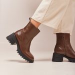 Bottines à talons Ludivine Cuir marron foncé