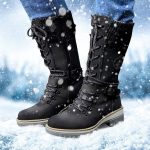 Bottes de Neige Femme Doublure Chaude Imperméable Chaussures de Randonnée Antidérapantes Chaussures Hiver Bottes de Neige à Enfiler Bottines à Lacet ...