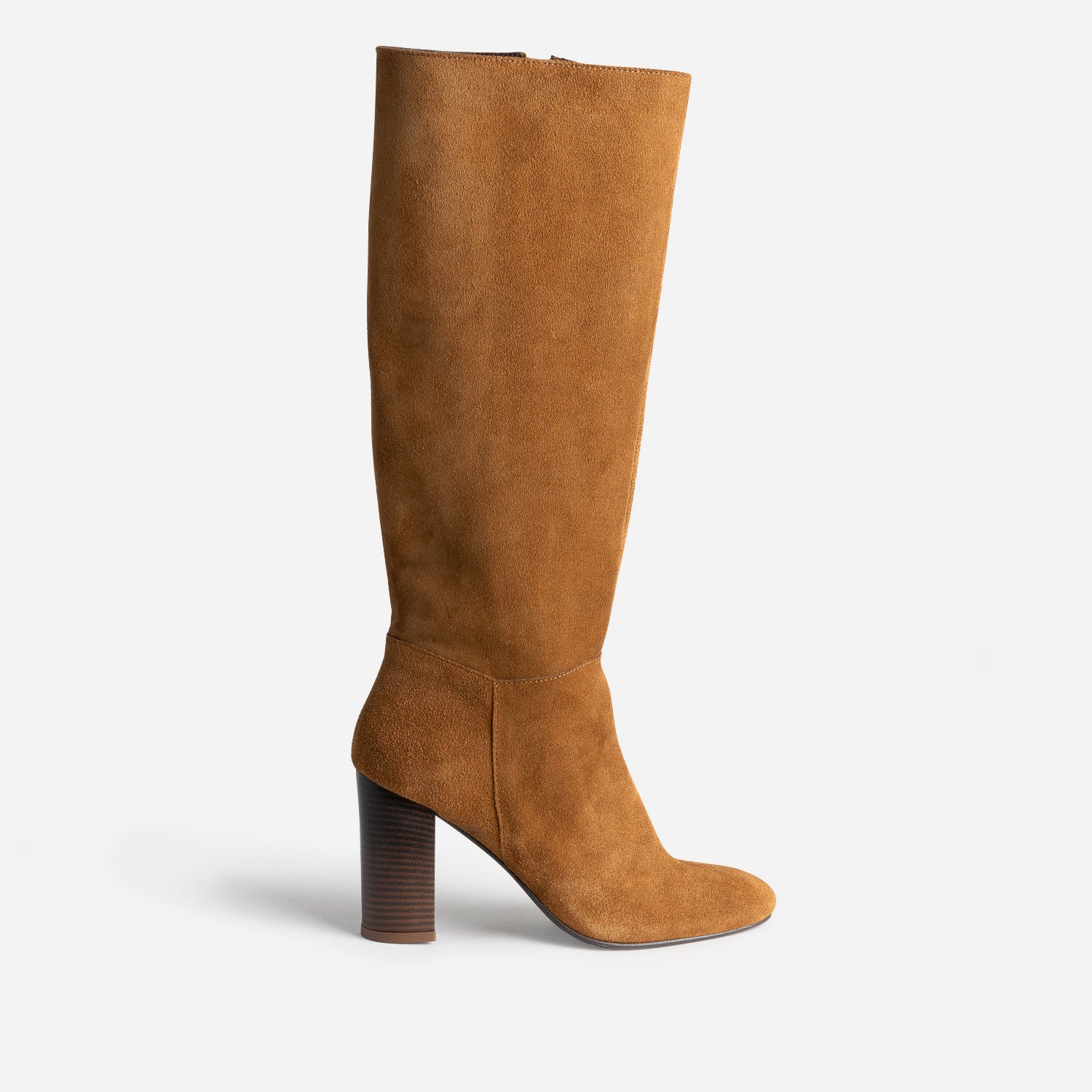 botte-a-talon-760mms-1.jpg Botte à talon cognac en cuir velours Eram Femme | ERAM – Image 1