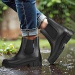 HAGOT Bottes de Pluie à la Cheville pour Femme, Botte Femmes Chelsea Imperméable, Femme Botte de Pluie Outdoor, Confortables et Elégantes Botte : ...
