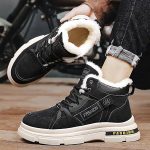 LIANGTUOHAI Bottes Hiver Homme Antidérapante À Semelle Épaisse À Bout Ronde Chaussures De Marche Homme Boots d'hiver Couleur Unie Bottes De Neige avec Fourrée Chaude sans Lacet Boots L'extérieur : Amazon.fr: