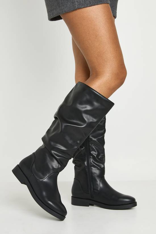 botte-mollet-large-618mbn-1.jpg Black Bottes Hautes Coupe Extra Large Mollet Large Talon Plat | Boohoo FR – Image 1
