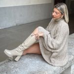 Bottes femme beiges vernies à talon haut et plateforme épaisse