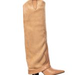 Botte Vivi : Cuir & Daim Camel à talon biseauté