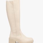 bottes femme unies a talon large avec tige souple montante beige standard bottes a talon femme | GÉMO