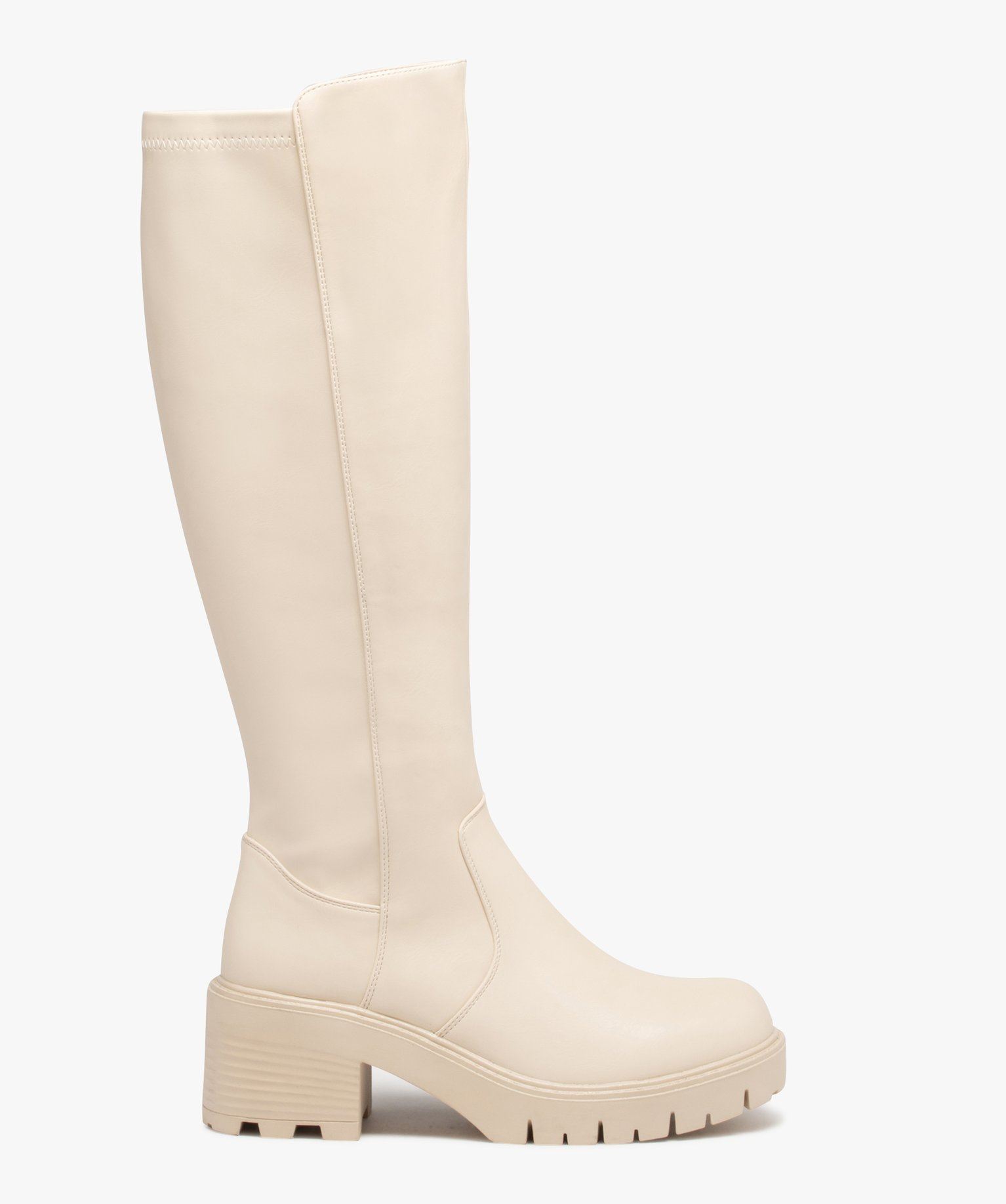 bottes-beige-femme-953xnf-1.jpg bottes femme unies a talon large avec tige souple montante beige standard bottes a talon femme | GÉMO – Image 1