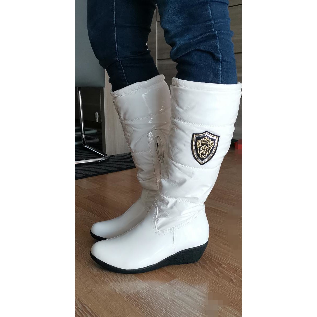 bottes-blanches-250qxy-1.jpg Sinlyshoes Botte blanche haute Blanc Chaussures Bottes de neige Femme 15,00 € – Image 1