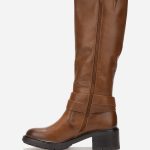 Bottes camel à talon et bride ceinture