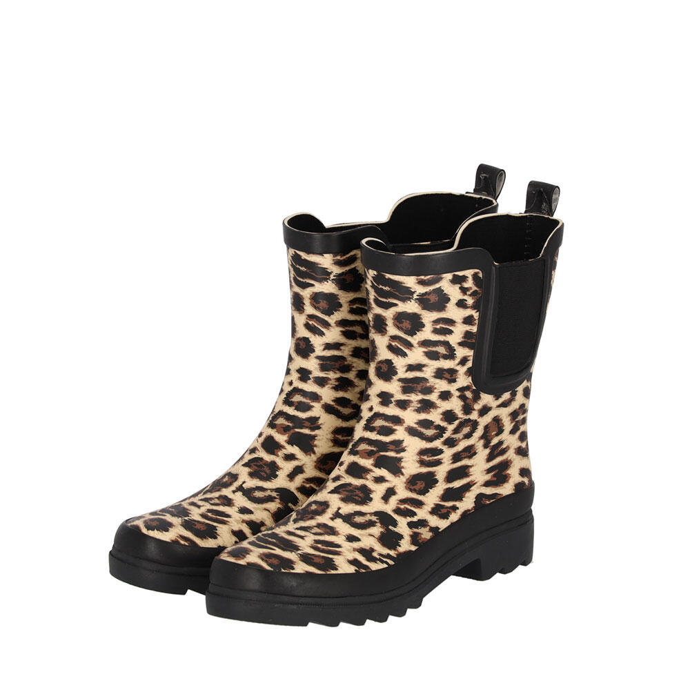 bottes-caoutchouc-femme-055ozv-1.jpg Bottes de pluie en Caoutchouc femme XQ Chelsea imprimé panthère – Image 1
