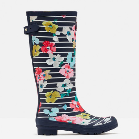 bottes-caoutchouc-femme-060oer-1.jpg bottes pluie pour femme rayées bleues et fleurs – Image 1