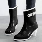 Bottes en caoutchouc pour femme Bottes en caoutchouc avec talon bloc Bottes de pluie imperméables Antidérapantes Chaussures de jardin Bottes ...
