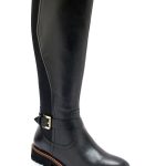 Bottes cavalières en cuir, talon plat Noir | Afibel