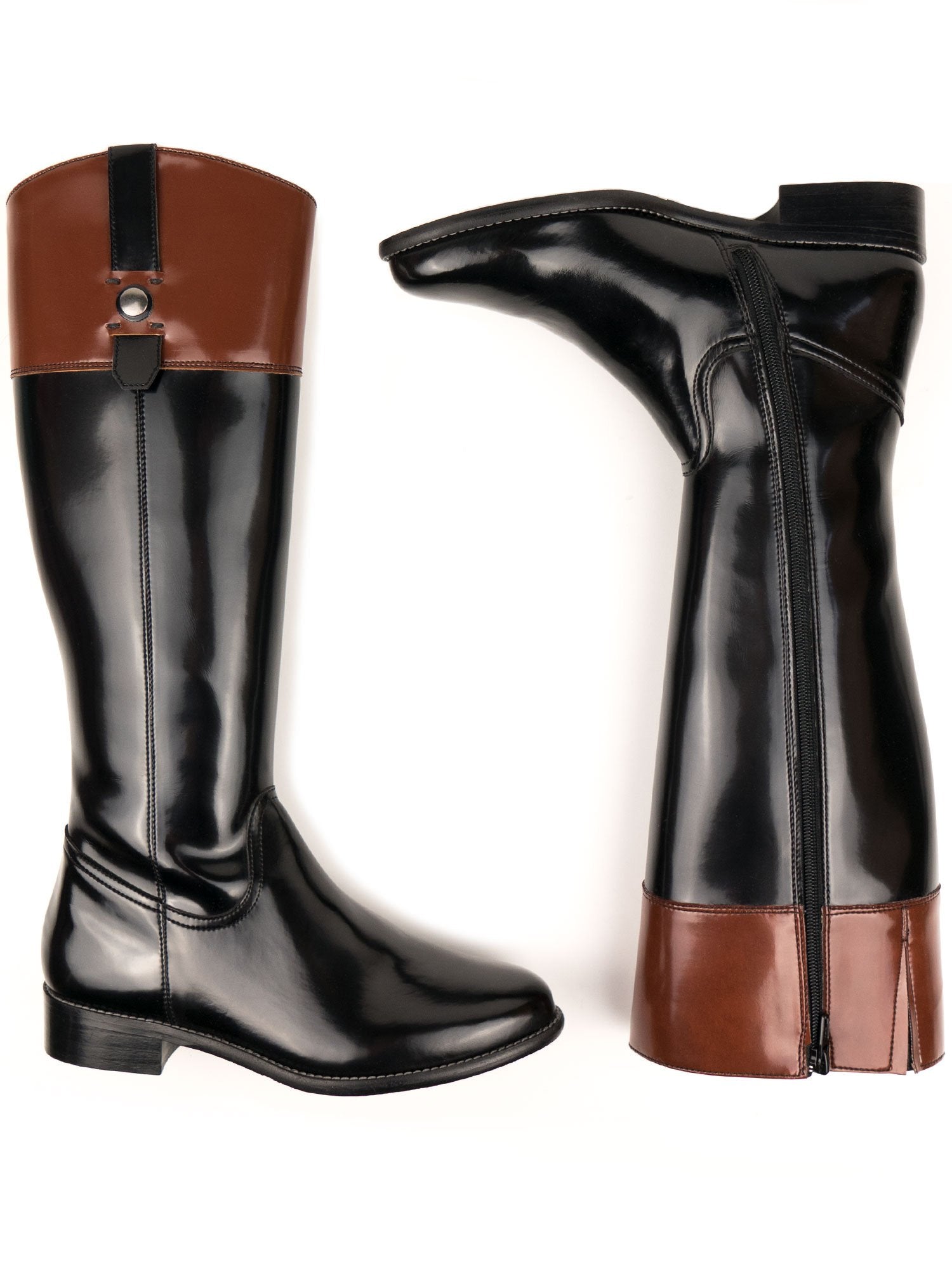bottes-cavaliere-femme-942cwy-1.jpg Bottes cavalières en cuir vegan noir vernis – Zebra Vegan Shop – Image 1