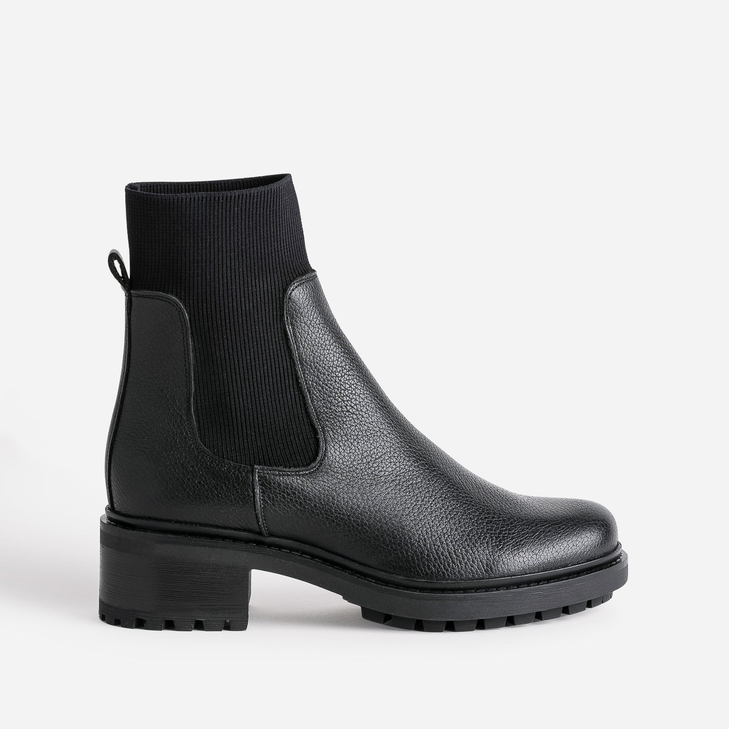 bottes-chaussettes-418afv-1.jpg Boots chaussette noire éco conçu en cuir – Image 1