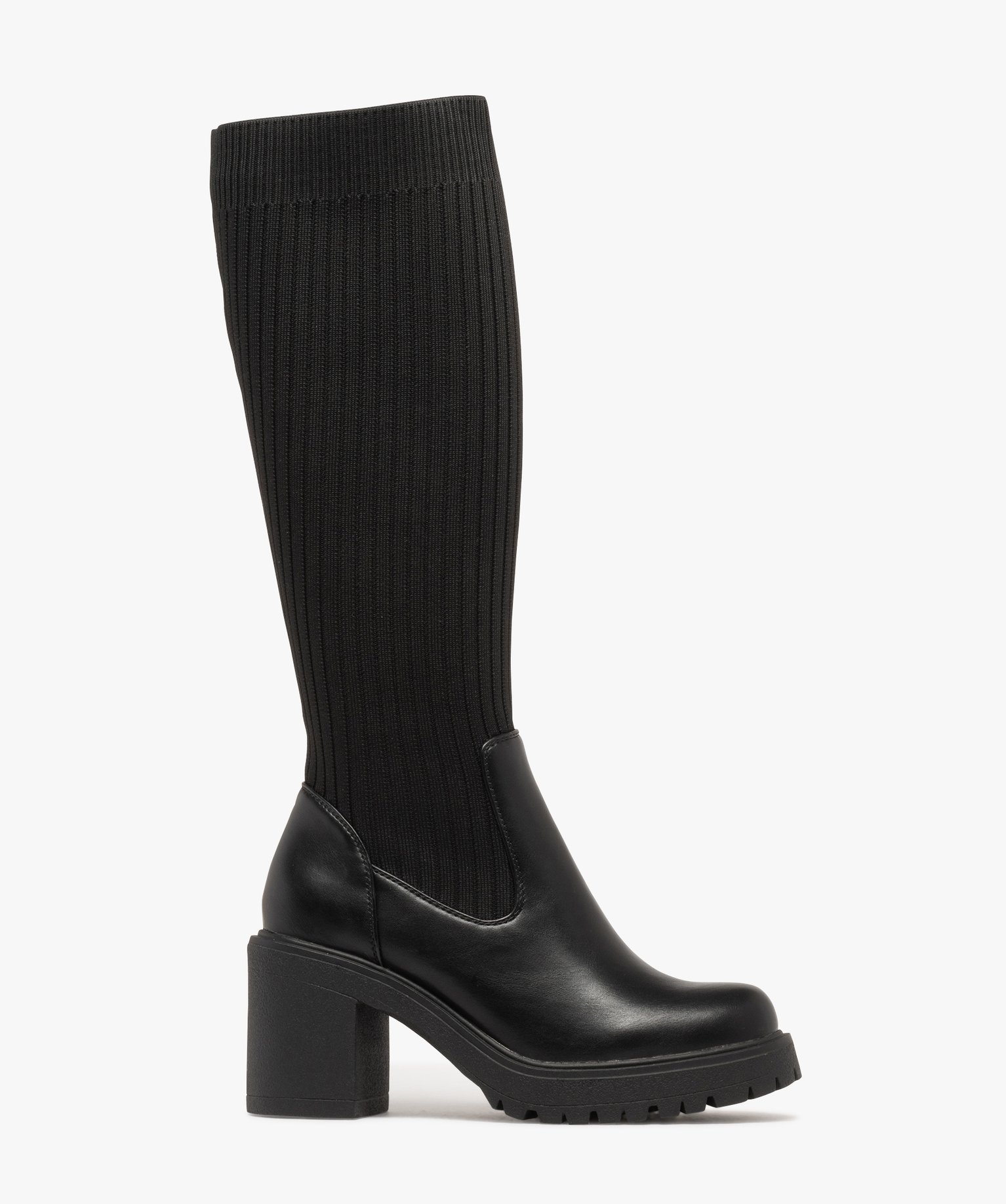 bottes-chaussettes-818wli-1.jpg Bottes à semelle crantée avec tige chaussette femme – Image 1