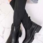 Bottes noires effet chaussettes, semelle épaisse 36 / Noir