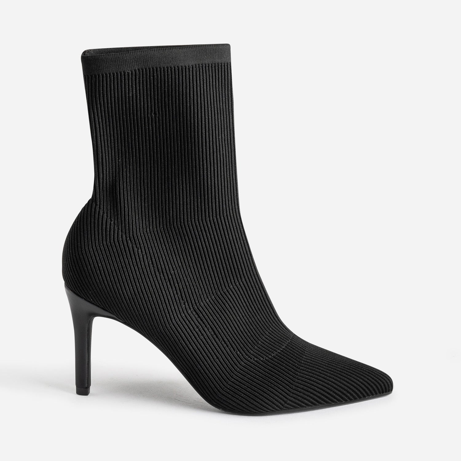 bottes-chaussettes-femme-138nkx-1.jpg Boots chaussette TEXTO noir côtelé – Image 1