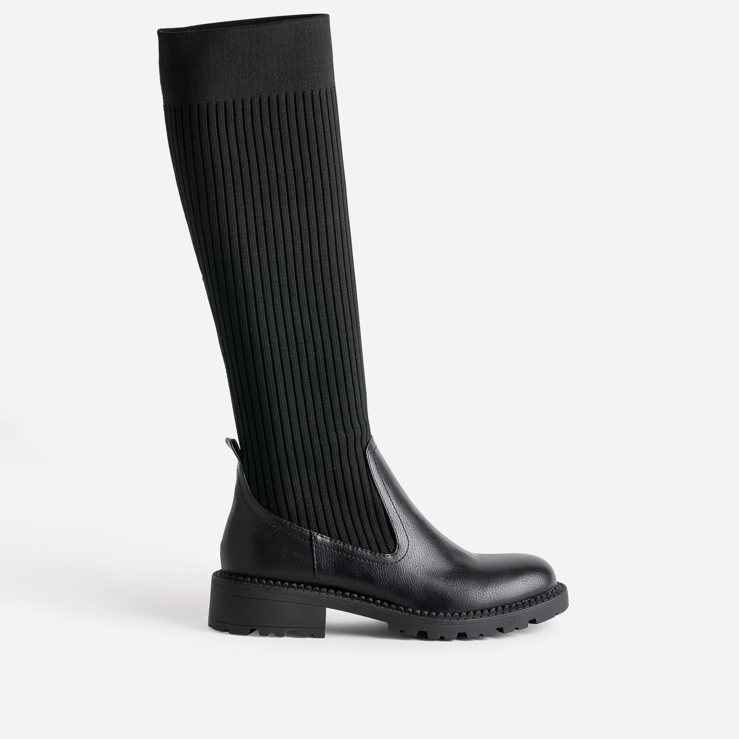 bottes-chaussettes-femme-511jvl-1.jpg Botte chaussette TEXTO noire bi matière – Image 1