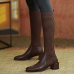 Bottes Chaussettes Marron pour Femme