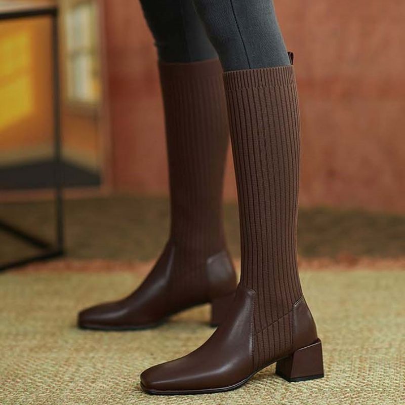 bottes-chaussettes-femme-763vyg-1.jpg Bottes Chaussettes Marron pour Femme – Image 1