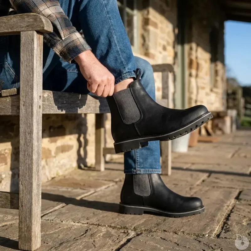bottes-chelsea-862rbc.webp Bottines Chelsea Heritage Farmer Brighton cuir noir 40 à 47 – Image 1