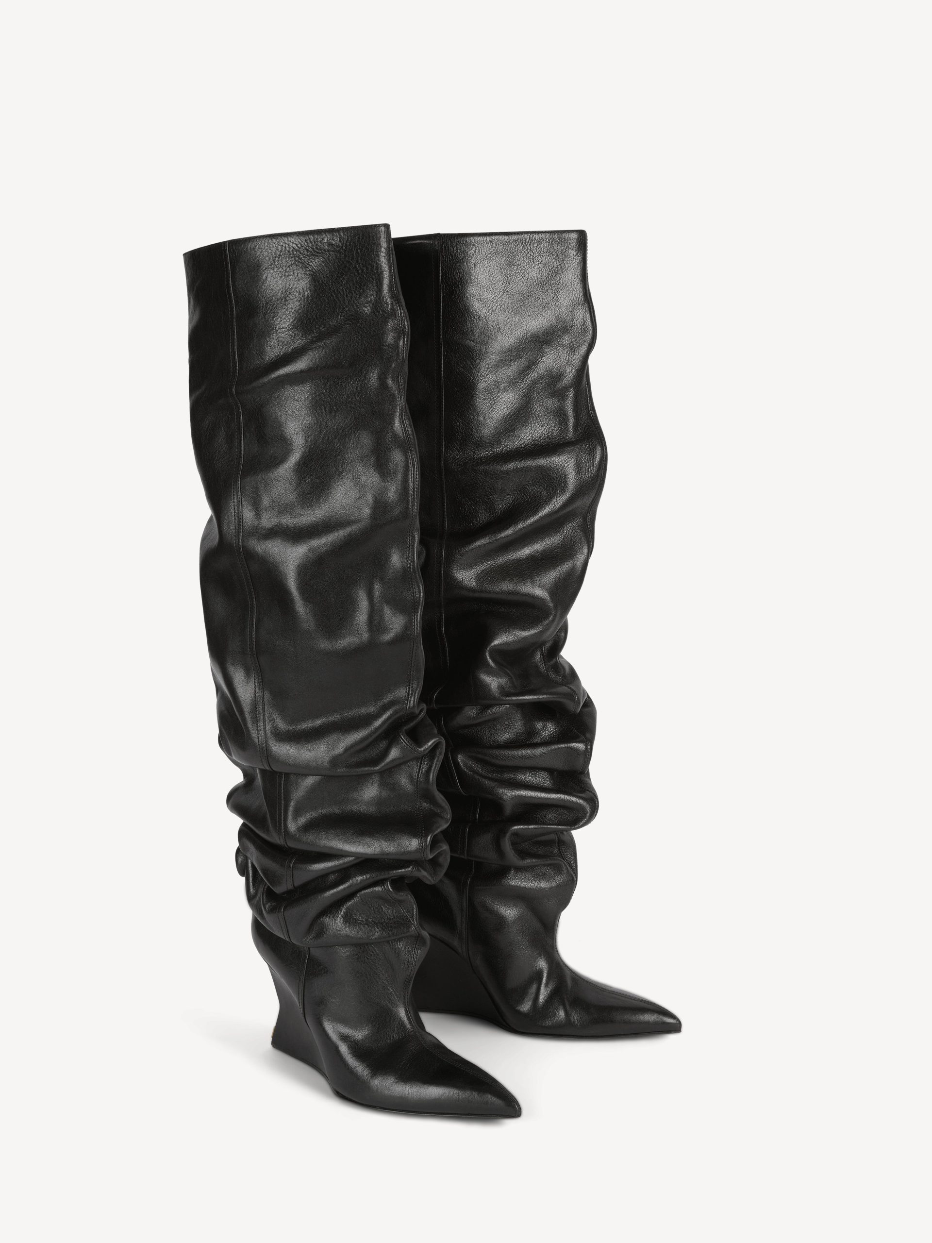 bottes-cuissardes-341afu-1.jpg Bottes cuissardes Wedge noir Femme | BALMAIN – Image 1
