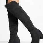 Black Bottes Cuissardes En Synthétique Avec Dos Extensible | Boohoo FR