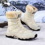 Bottes Neige Femme Cuir Imperméable – Fourrées Chaudes, Plateforme Confort Pour Hiver Et Randonnée Plateforme Hiver élégante
