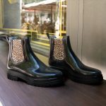 Bottines de pluie crantées noir léopard
