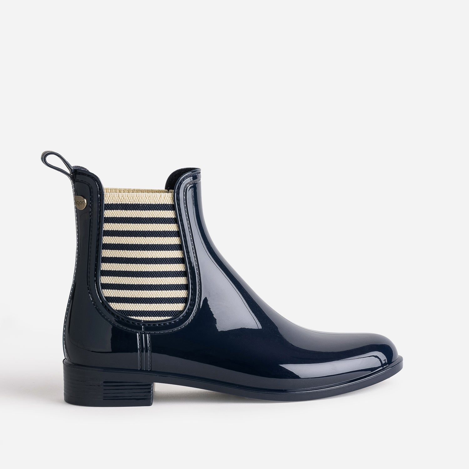 bottes-de-pluie-femme-661qal-1.jpg Chelsea boots de pluie IGOR marine élastiques rayés – Image 1