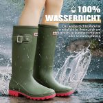 Bottes Caoutchouc Femme, Original étanche Antidérapant Chaussures De Travail（Vert，36 EU）