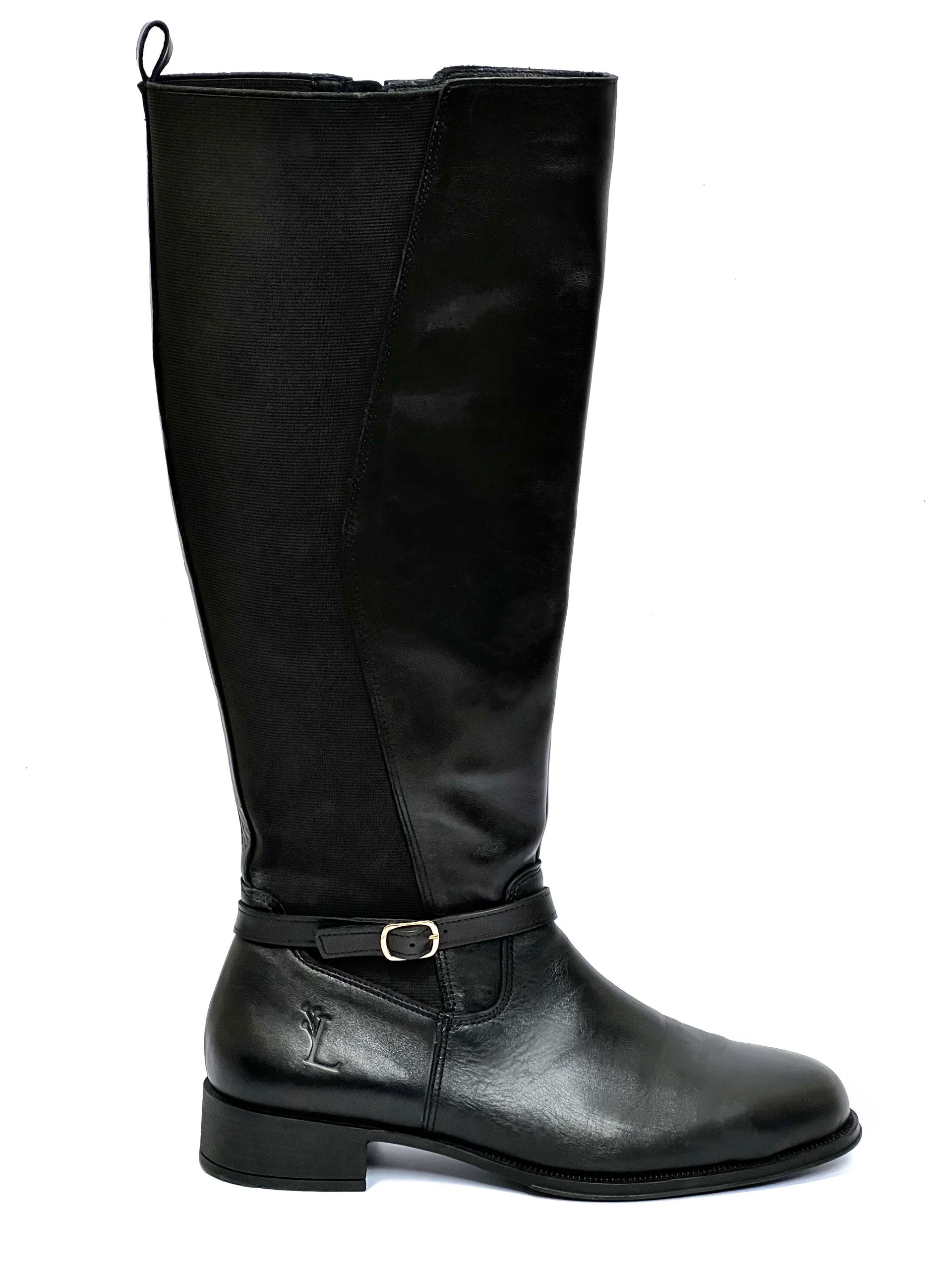 bottes-femme-mollet-large-191wok-1.jpg Bottes Noires Bottes Femme Cuir Mollets Larges Mollet Large Bottes Femme Mi Mollet Noir Bottes Cuir – Image 1