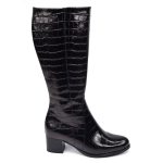 Bottes Cuir Croco Noir, Mollet Large, 205450, Piesanto
