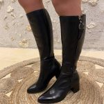 Bottes noires cuir à talon femme BOUTIQUE CAPRICES