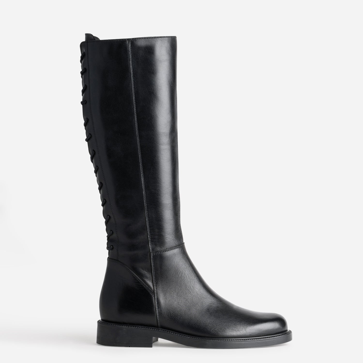 bottes-femmes-noires-044caq-1.jpg Botte noire cuir tige lacée – Image 1