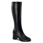Botte noire mat à talon carré spéciale mollet large GOGO 300WC