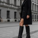ERIKA Bottes hautes noires en cuir écologique martelé avec talon con – Alexoo