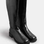 Bottes hautes noires à enfiler, coupe extra large EEE | Yours Clothing