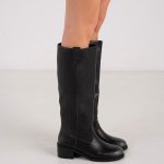 Bottes hautes cavalières rétro en similicuir noires – Stephan Paris