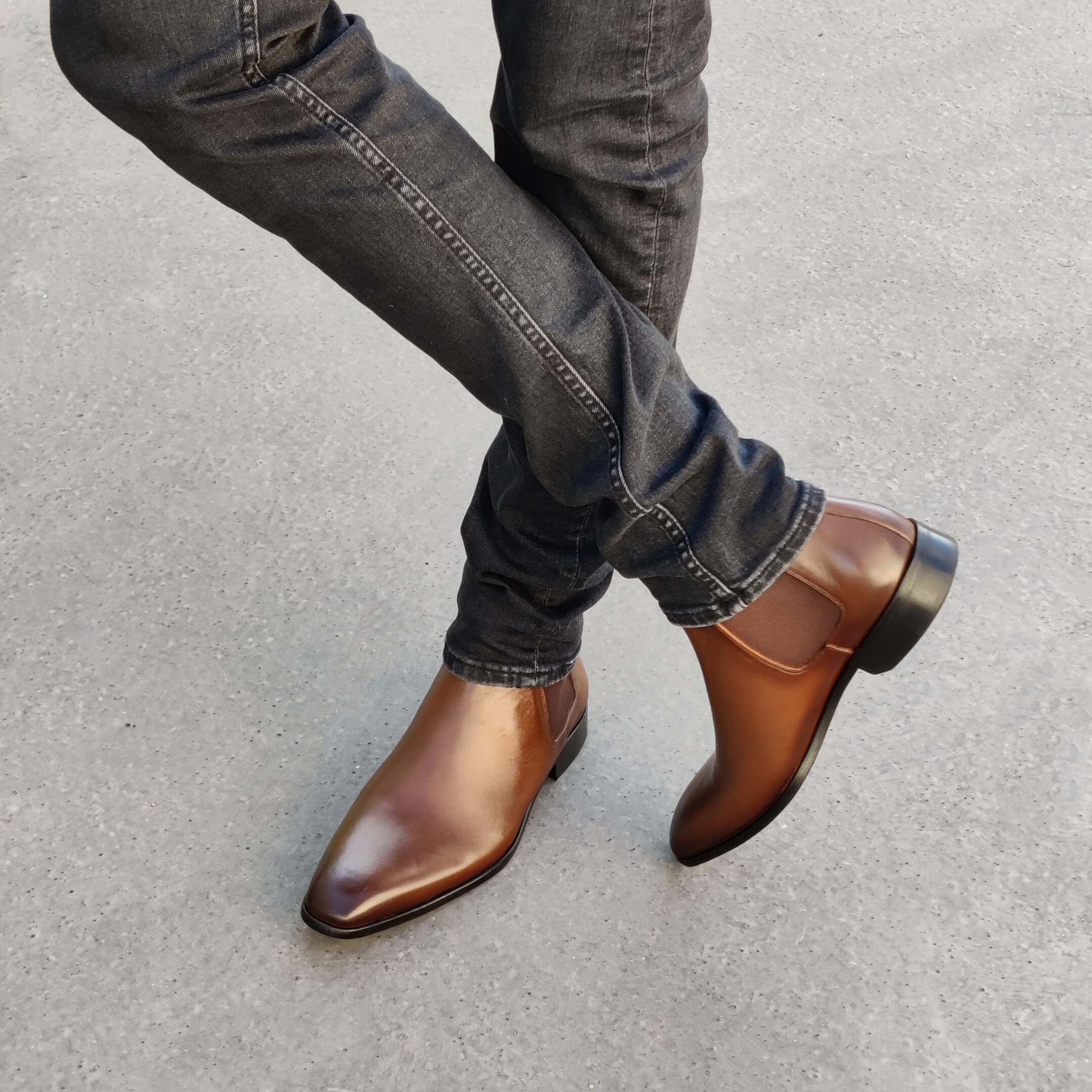 bottes-homme-cuir-434amn-1.jpg Chelsea Boots Homme Cuir Camel Giuliano – Image 1