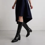 Bottes hautes à talons en cuir noir | BONNIE | Jonak