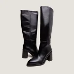 Bottes à talons lamellés en cuir noir | DICKINSON | Jonak