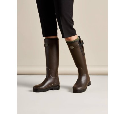 bottes-le-chameau-598yhr-1.jpg Bottes néoprène femme marron Vierzonord LE CHAMEAU – Image 1