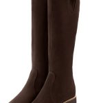 Bottes cavalière habillées femme sur mesure en cuir marron ébène à semelle en gomme Florence Kooijman