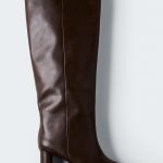 Bottes à talon de hauteur genou Marron foncé