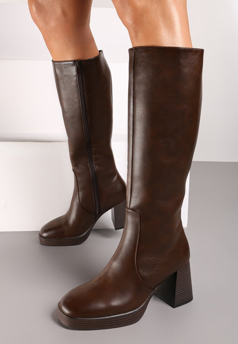 bottes-marron-femme-905hel-1.jpg Super Mode Bottes à plateau marron chocolat/marron foncé ZALANDO.FR – Image 1