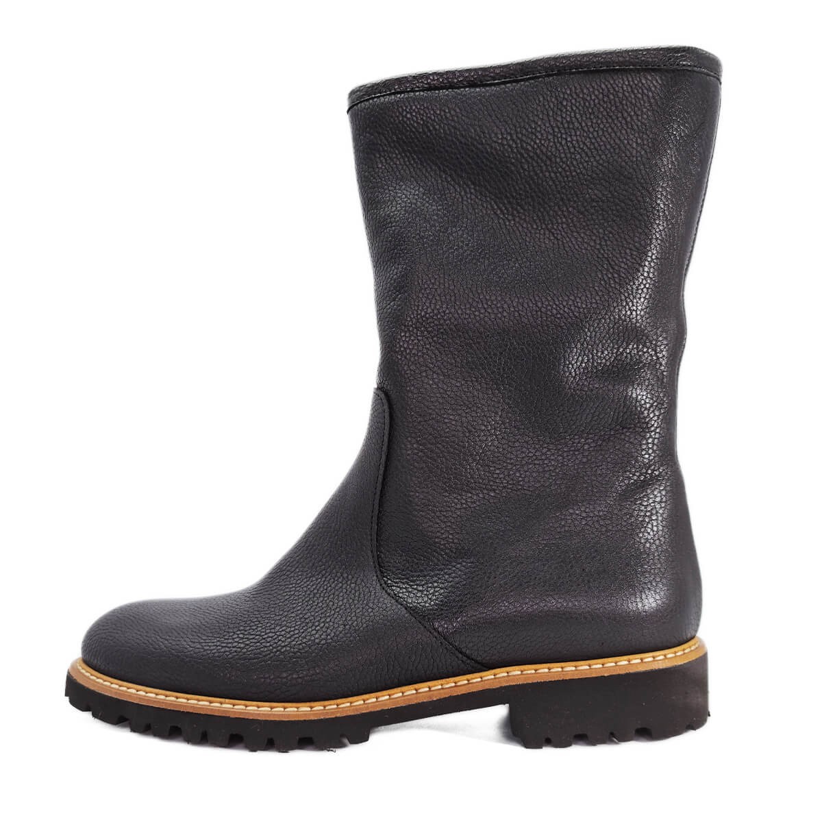 bottes-mi-mollet-femme-056ffh-1.jpg Botte mi mollet intemporelle en cuir noir Fratelli Rosana Scarpe – Image 1