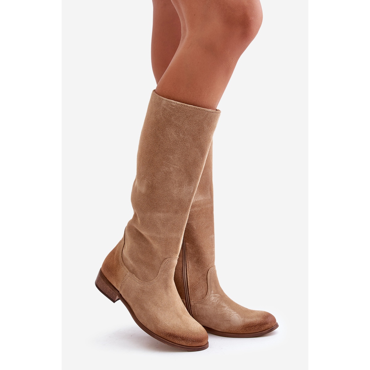 bottes-mi-mollet-femme-285amq-1.jpg Bottes mi mollet en daim pour femmes pour Levski Castle Beige – Image 1
