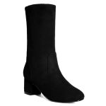 Bottes mi mollet, tige souple, aspect daim, talons 5 cm, femme petite pointure, Tavda.