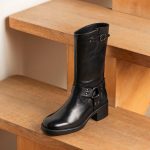 Mi bottes cuir noir Dario | Mellow Yellow Femme | Mellow Yellow